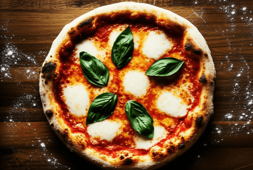 Pizza Margarita con albahaca